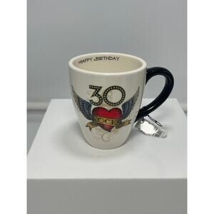 Giftcraft 30 Rocks White Heart Coffee Tea Mug with Wind Rock Music Birthday